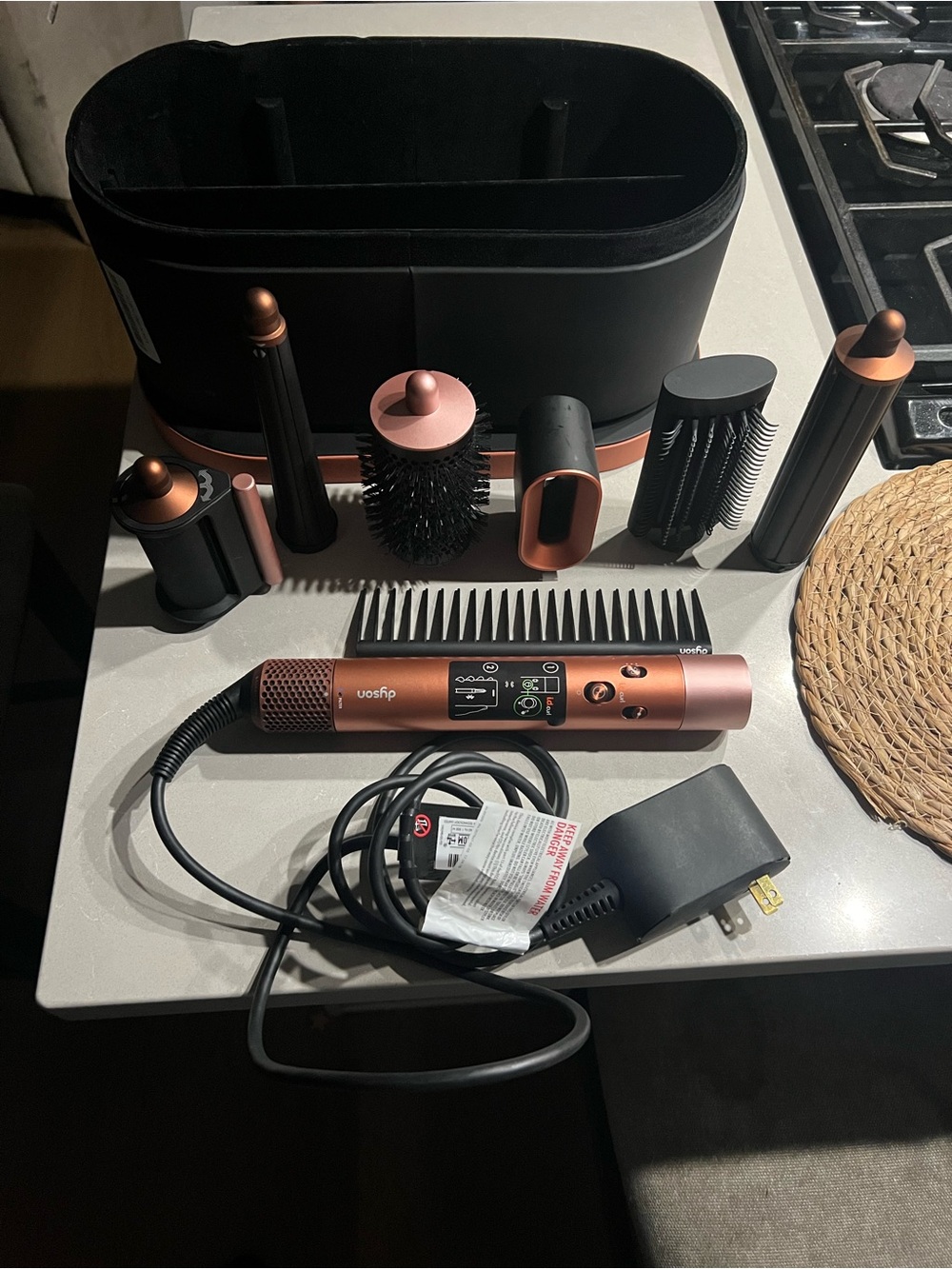 Dyson Multi-Attach Heated Styling Set in Rose Gold and Black